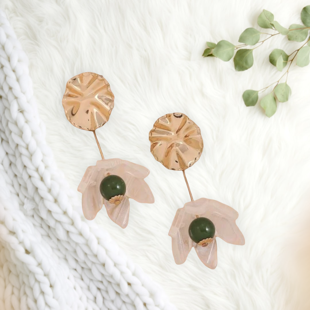 Flower decor drop earrings