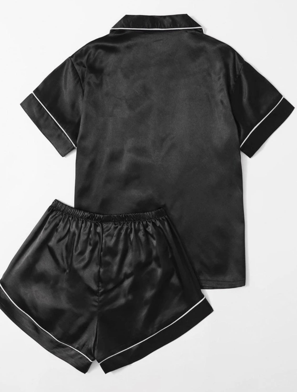 Plus contrast binding satin pajama set