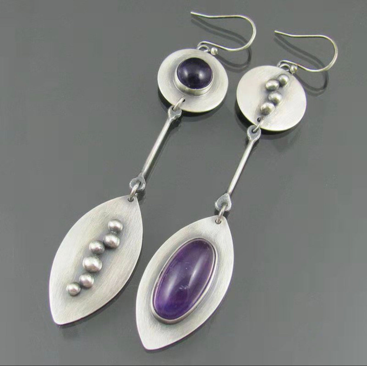 Vintage inspired asymmetric dangle earrings