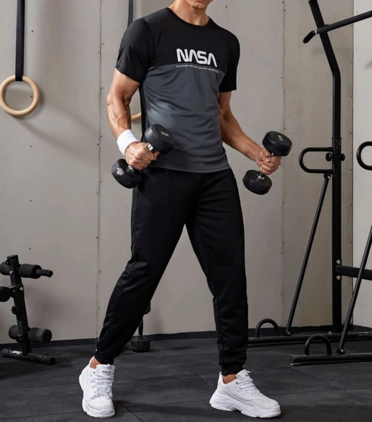 Men’s letter print round neck tee and sweatpants set - Christina’s unique boutique LLC