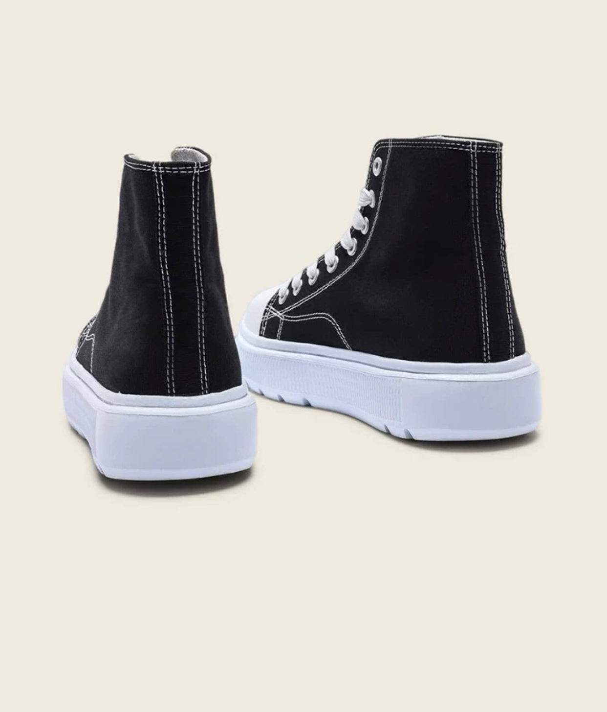 Black lace-up front high top skate shoes