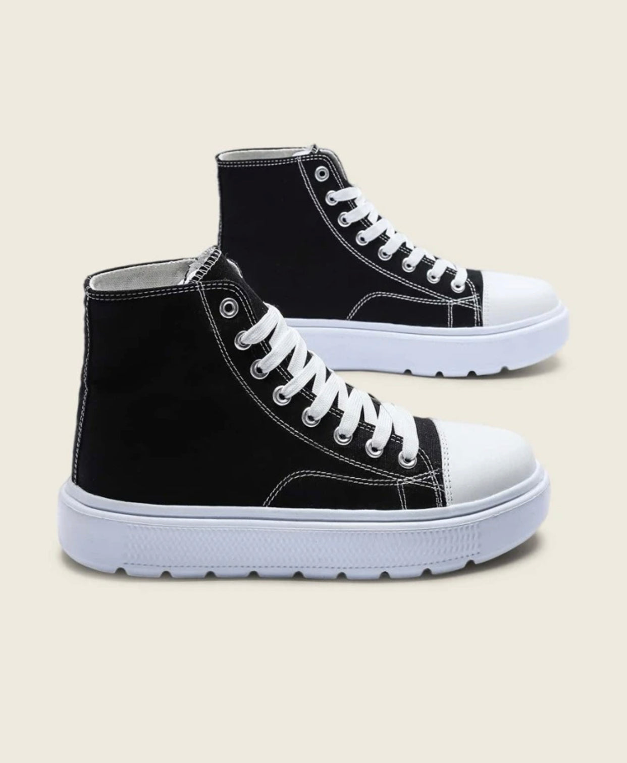 Black lace-up front high top skate shoes