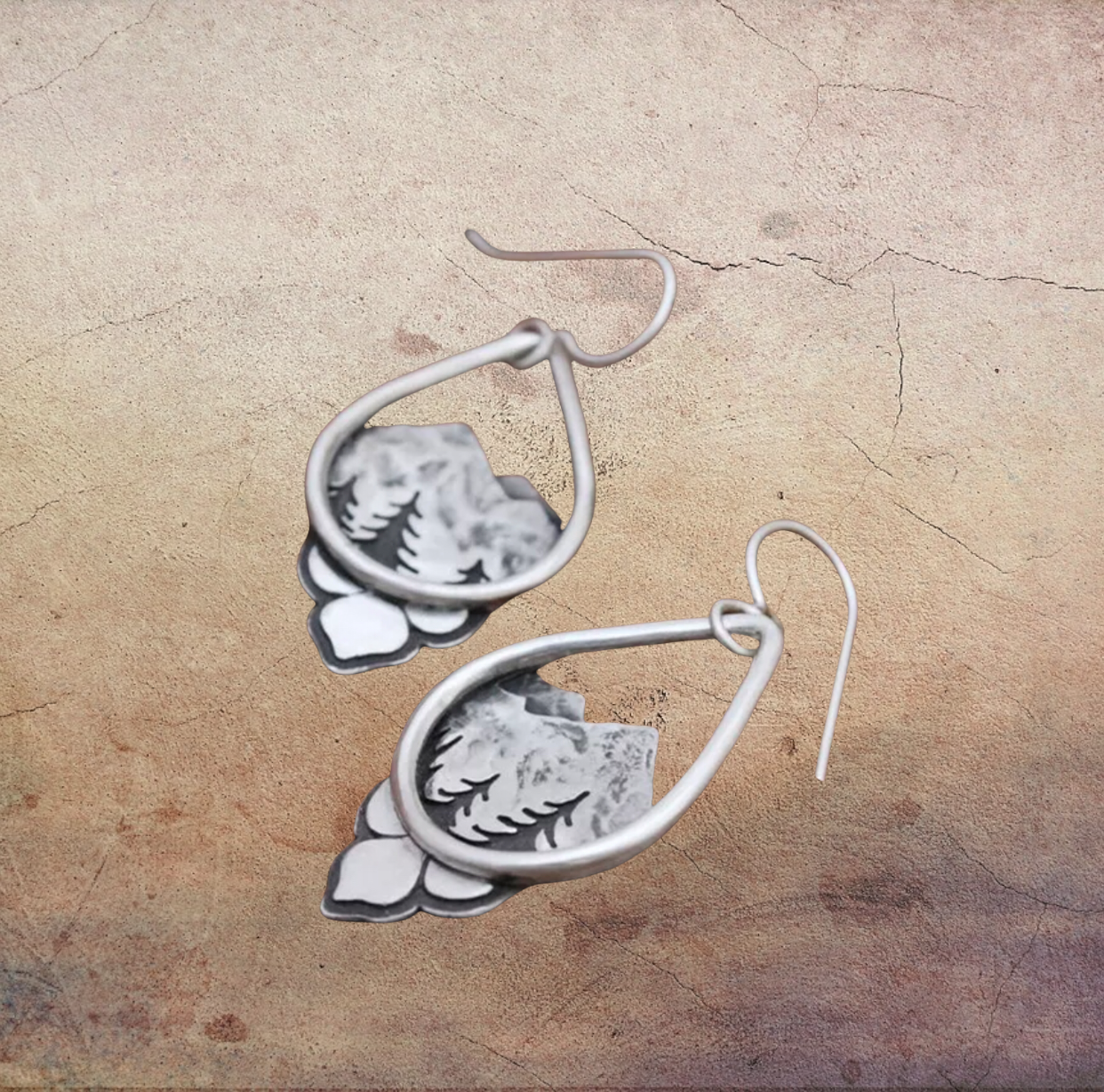 Vintage Mountain Earrings Ethnic Style Silver Color Pendant Earrings