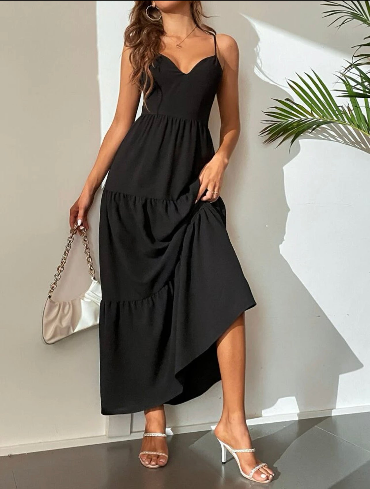 Tall Solid Ruffle Hem Cami Dress