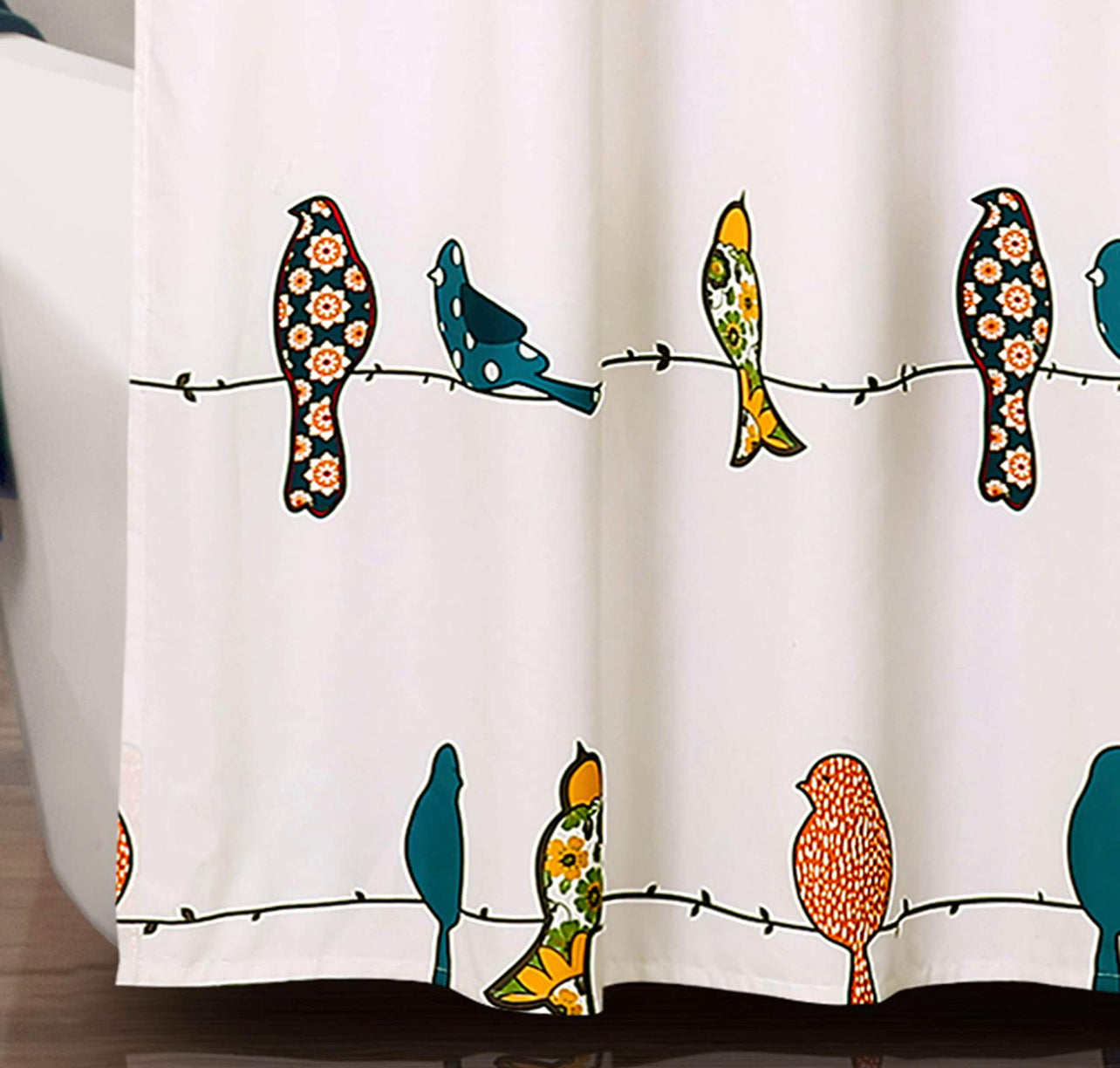 Multicolor Rowley Shower Curtain-Floral Animal Bird Print Design for Bathroom, x 72, 72 in x 72