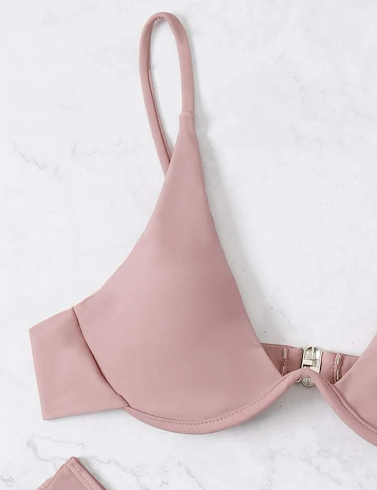 Dusty pink solid underwire high cut bikini swimsuit