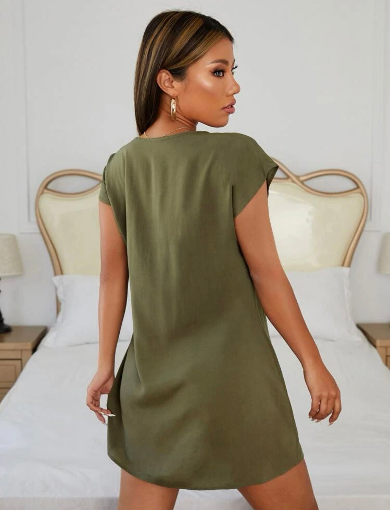 PETITE Floral Embroidery Batwing Sleeve Dress