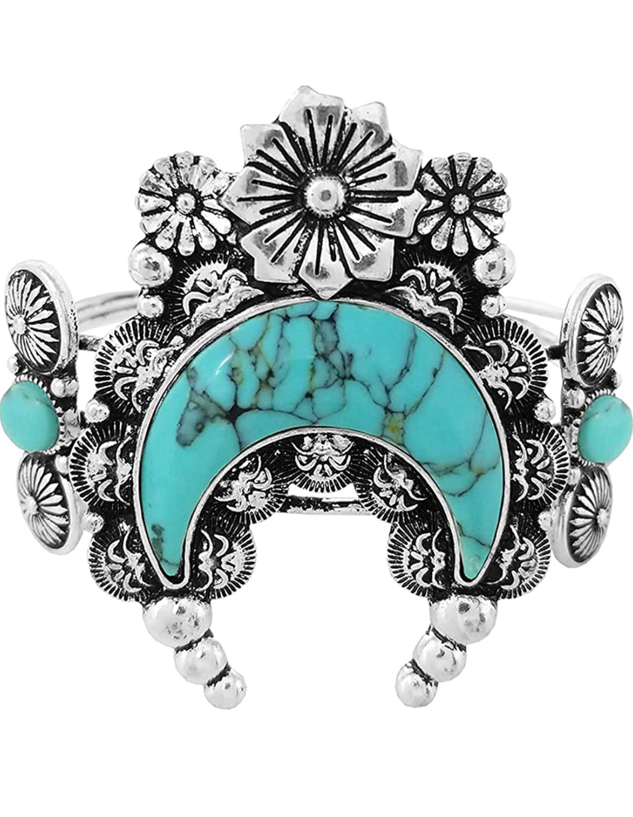 Women's Western Style Semi Precious Howlite Stone Open Cuff Bracelet