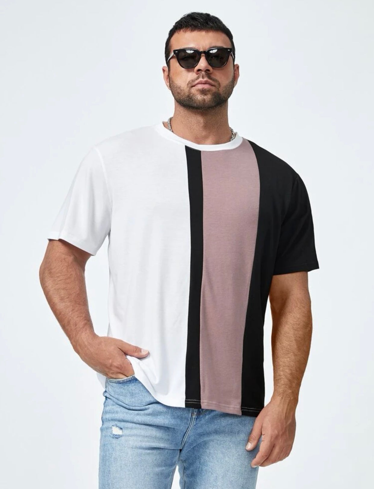 Men’s extended size color block tee