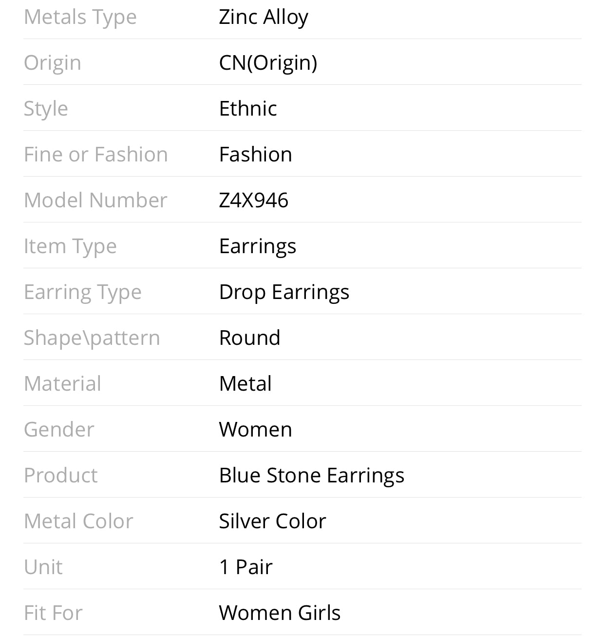 Vintage Blue Resin Oval Stone Earrings for Women