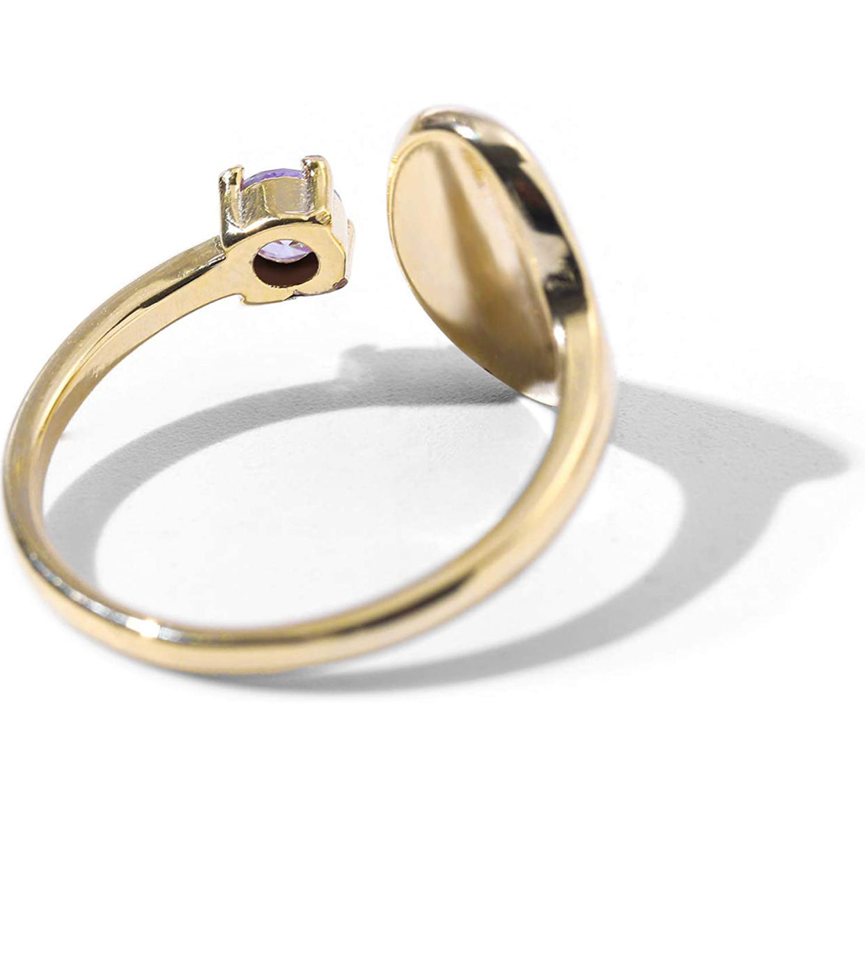 Handmade Birth Month Flower Signet 14K Gold Plated Ring Birth Stone Ring