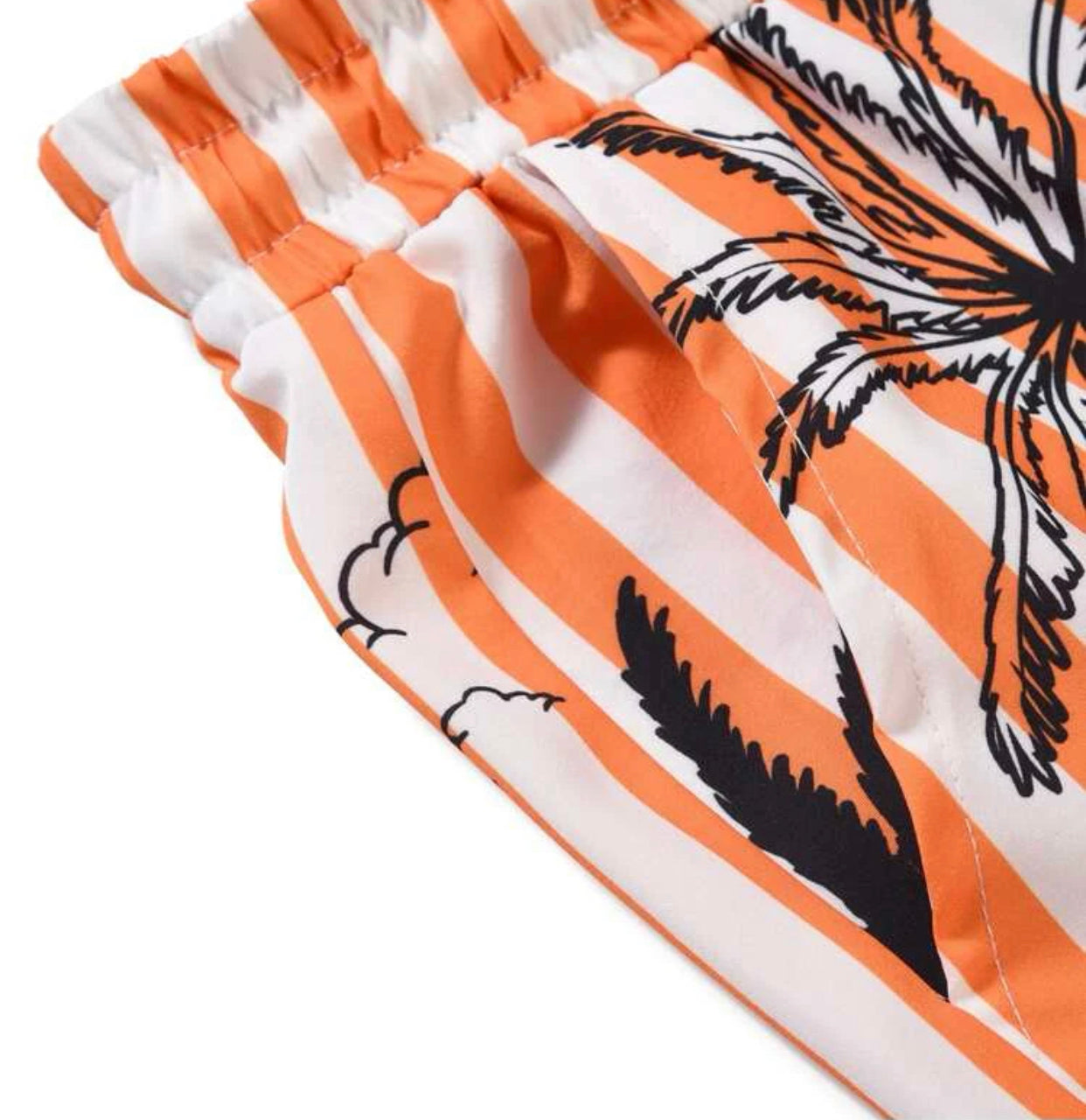 Guys tropical print striped shorts