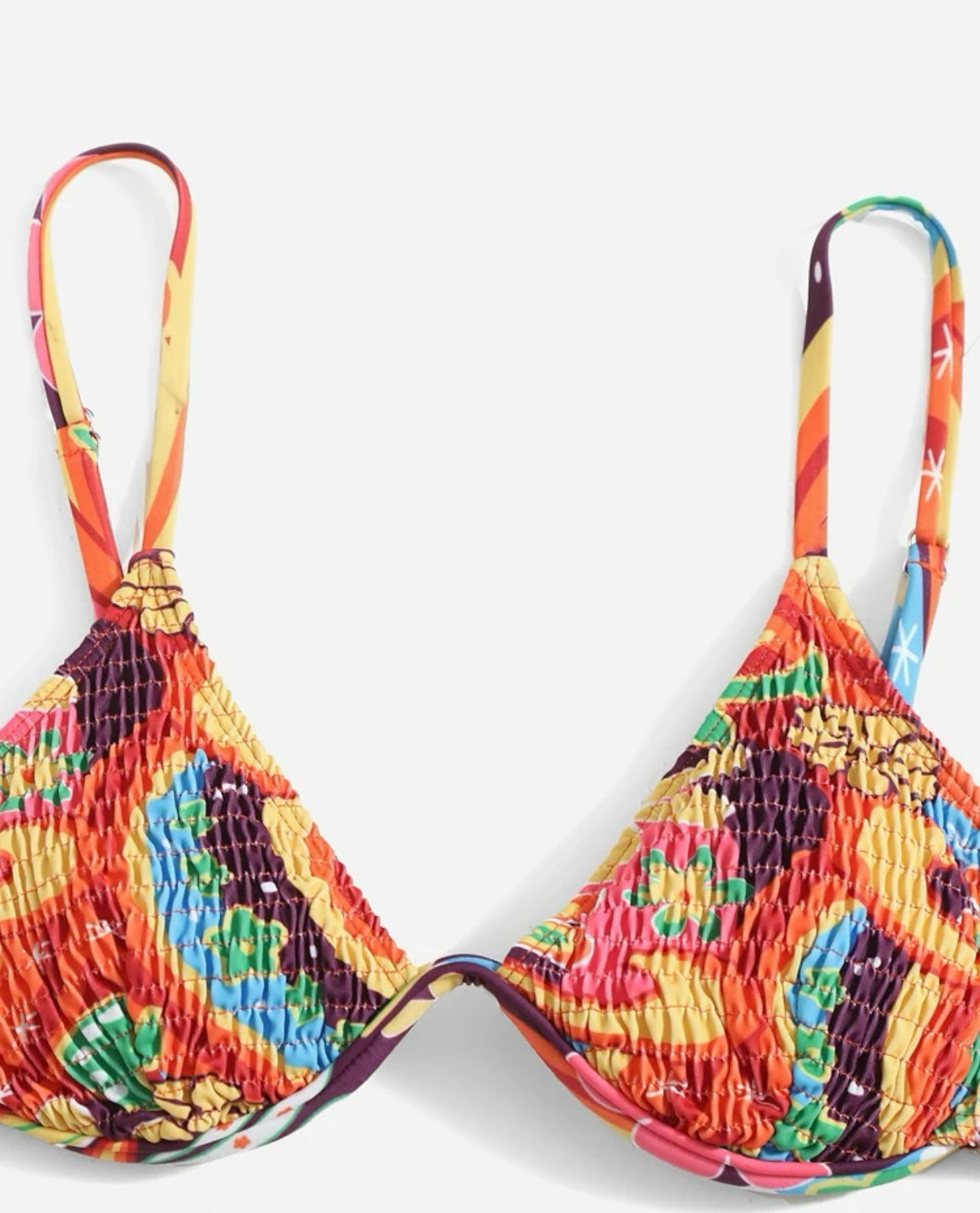Floral print smock underwire high waisted bikini swimsuit