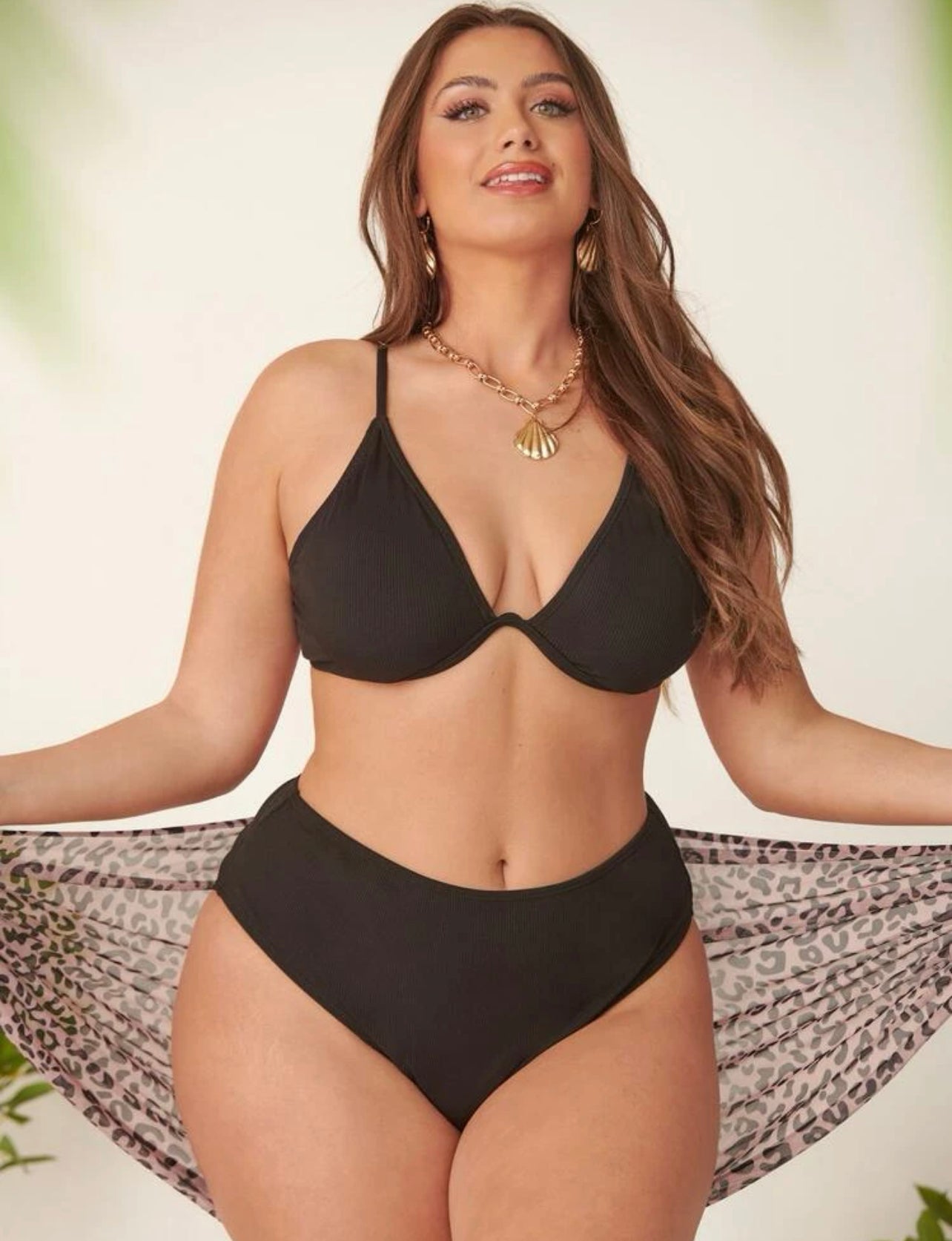 Plus 3pack Leopard Print Underwire Push Up Bikini Swimsuit