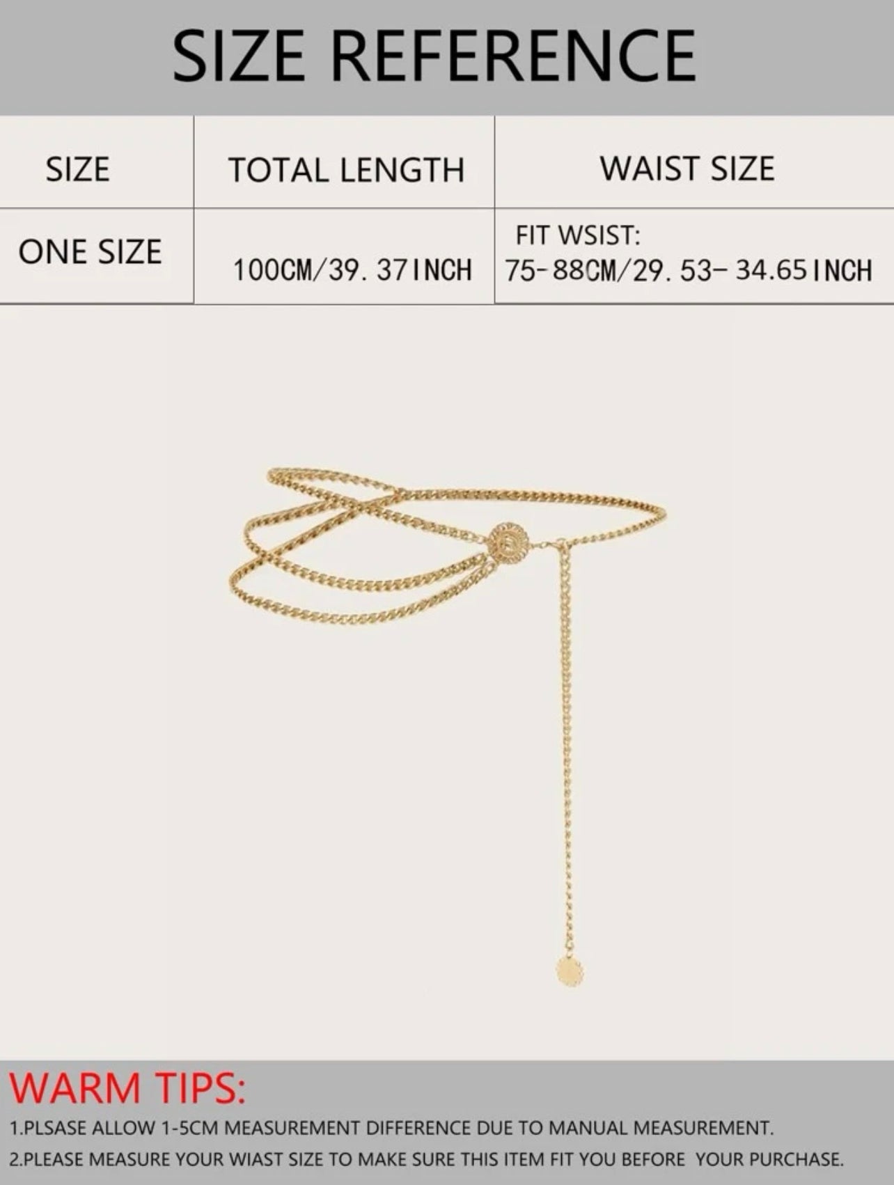 Hollow Round Flower Decor Asymmetrical Waist Chain