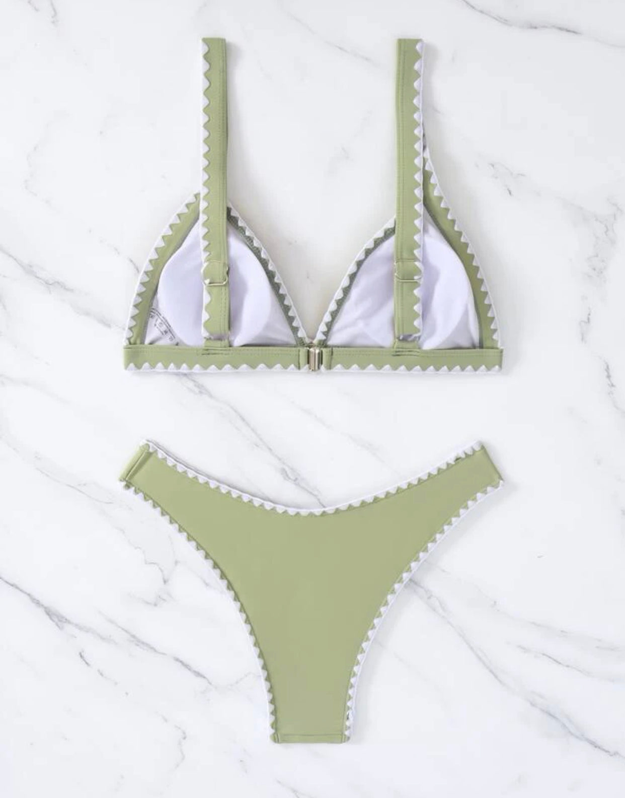 Stitch detail triangle bikini swimsuit