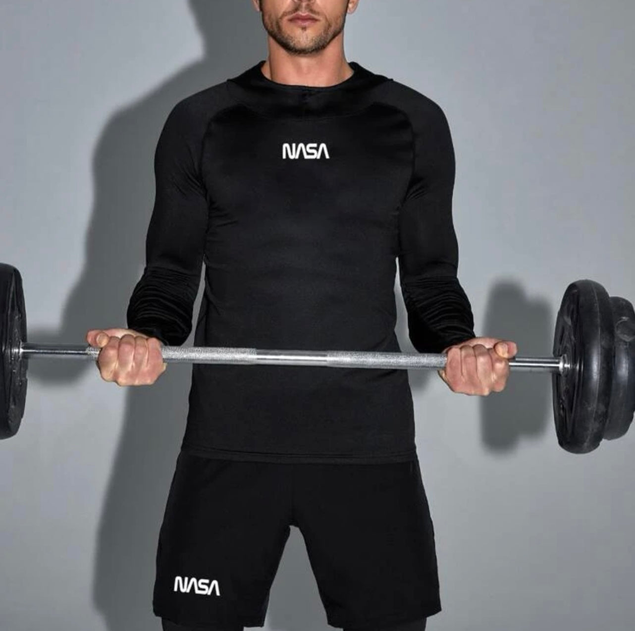 Men letter raglan sleeve hooded sports set