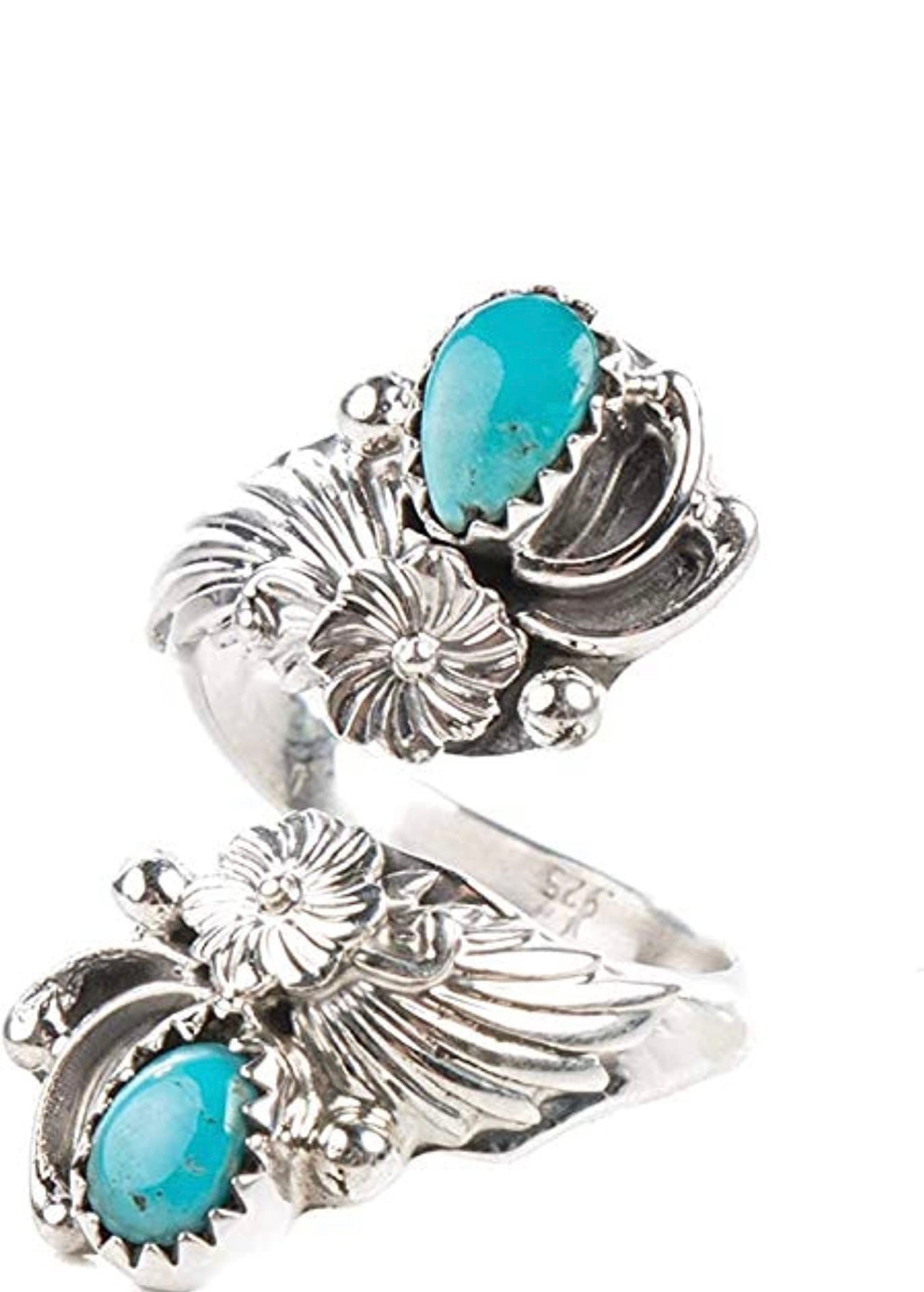 Sterling Silver Natural Turquoise Stone Ring. Adjustable in Size