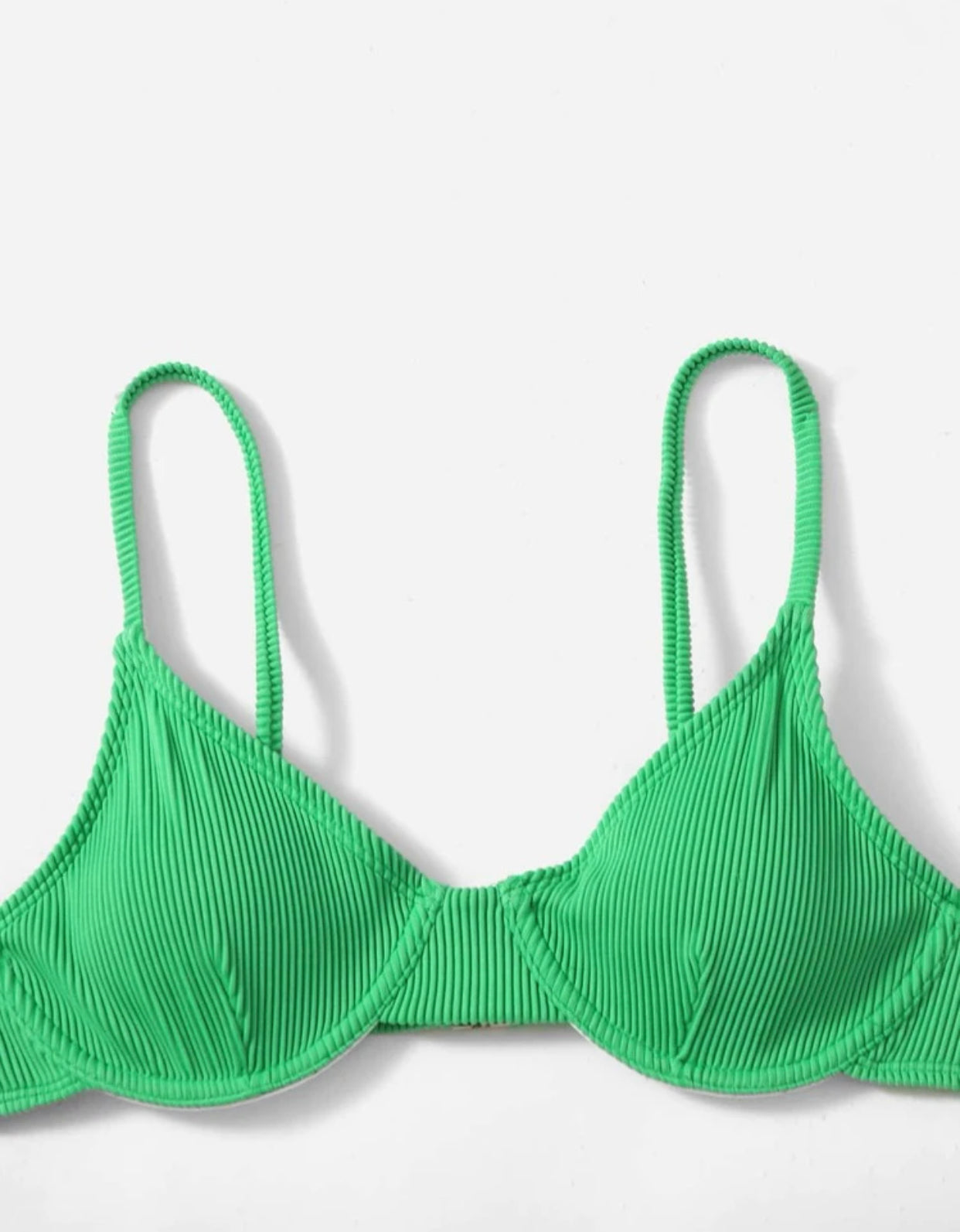 Green rib underwire high cut bikini swimsuit