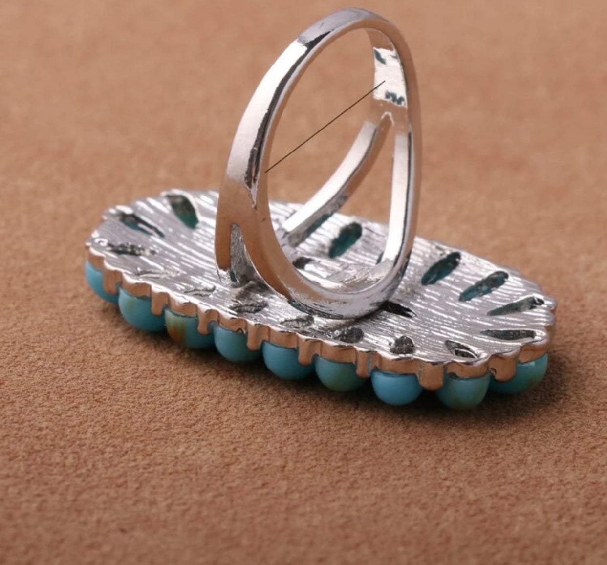Turquoise inspired statement ring. Size 7.