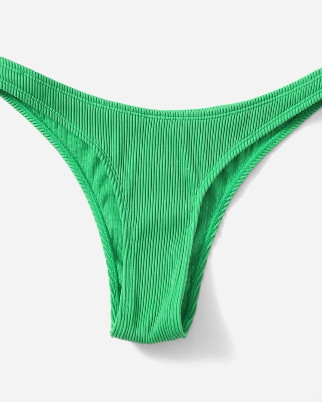 Green rib underwire high cut bikini swimsuit