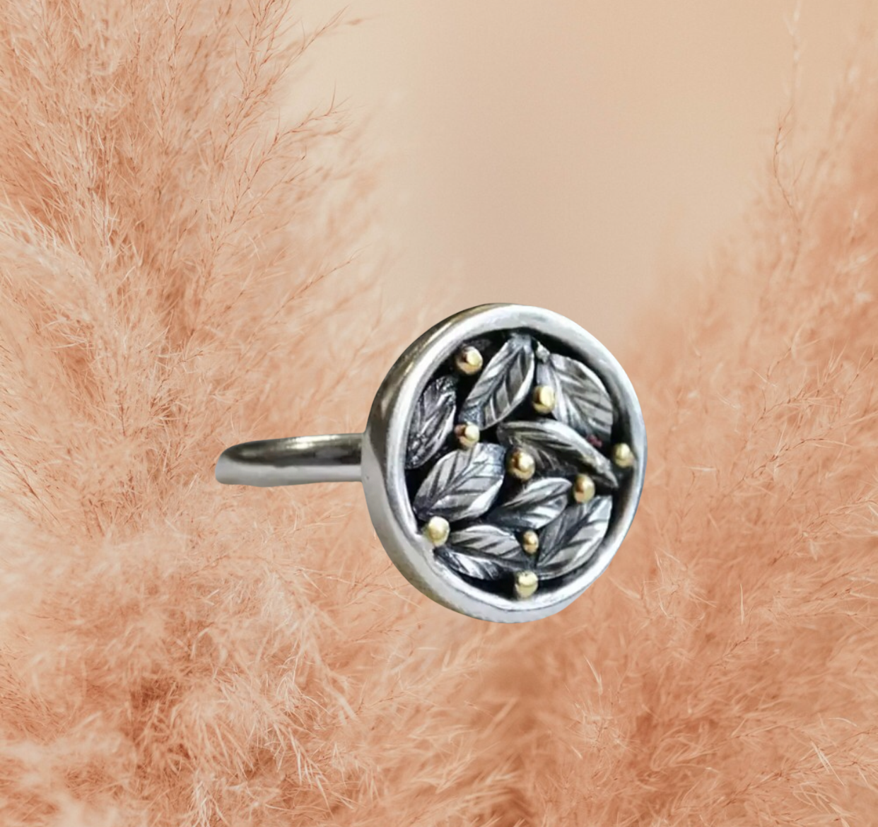 Vintage Punk Simple Wind Two Tone Leaf Ring Unisex Weekend Date Valentine's Day Gift Jewelry Metal Accessories Fidget Ring