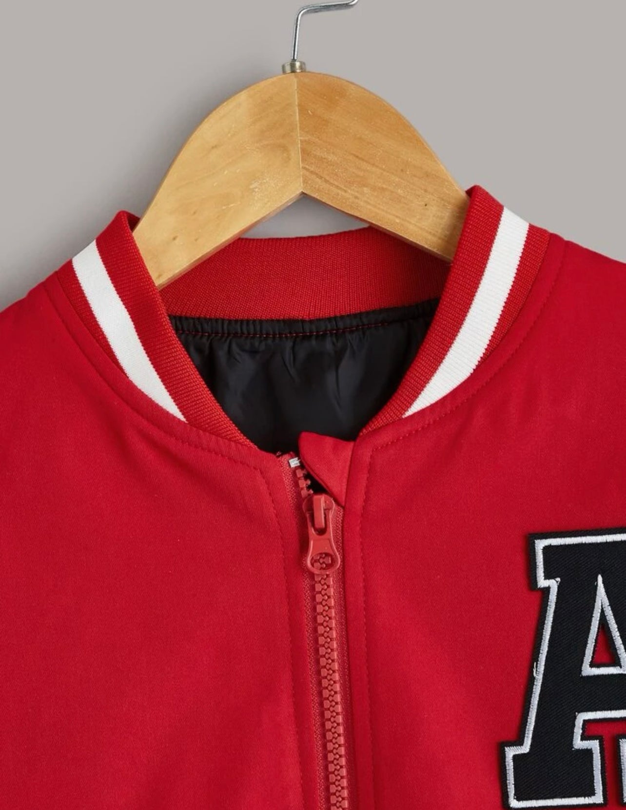 Boys Letter Patched Striped Trim Bomber Jacket