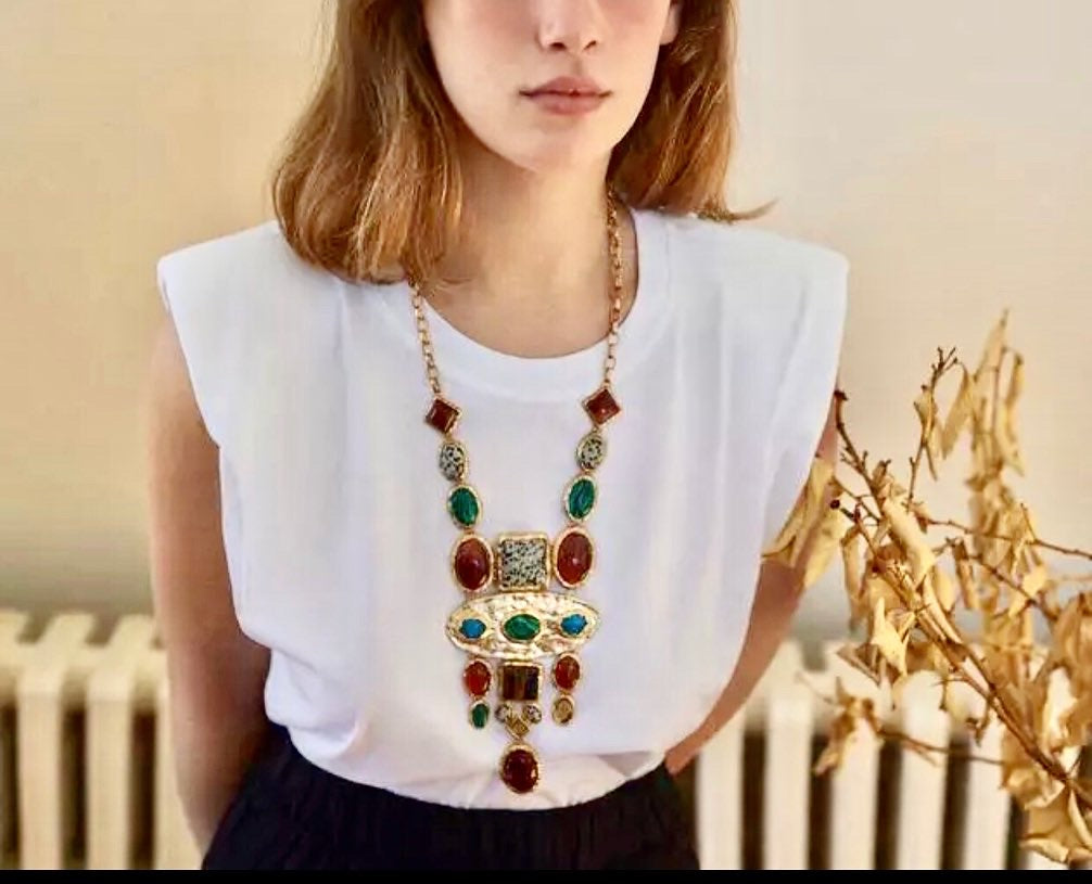 Vintage ZA Statement Stone Necklace