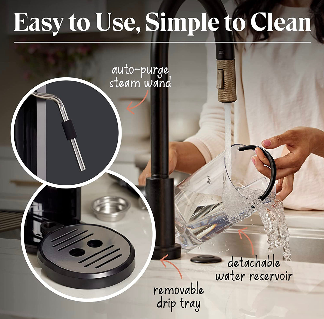 Coffee Espresso Machine, Compact Espresso Machine for Coffee Grinds and Espresso Pods with Milk Frother and Steam Wand, Includes 5oz Frothing Pitcher