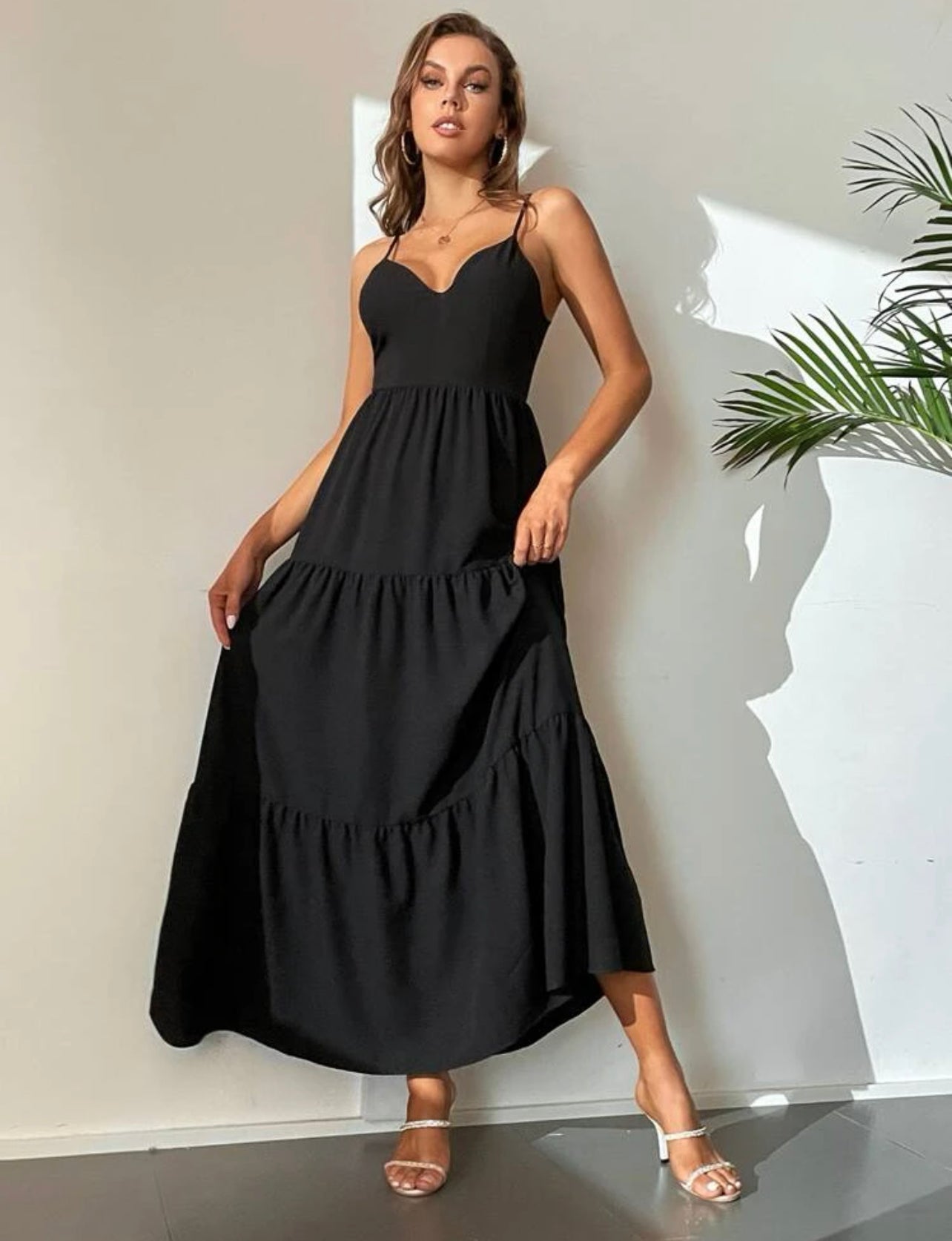 Tall Solid Ruffle Hem Cami Dress