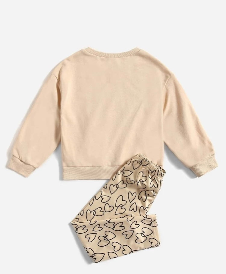 Toddler girls heart print pullover & leggings