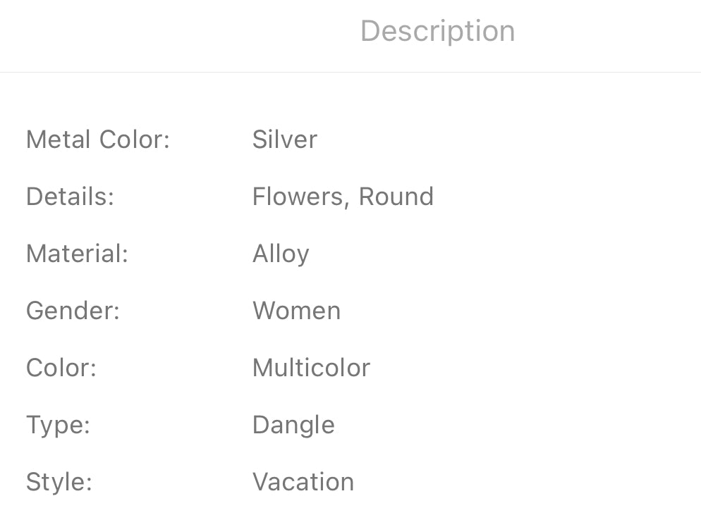 Floral pattern drop earrings