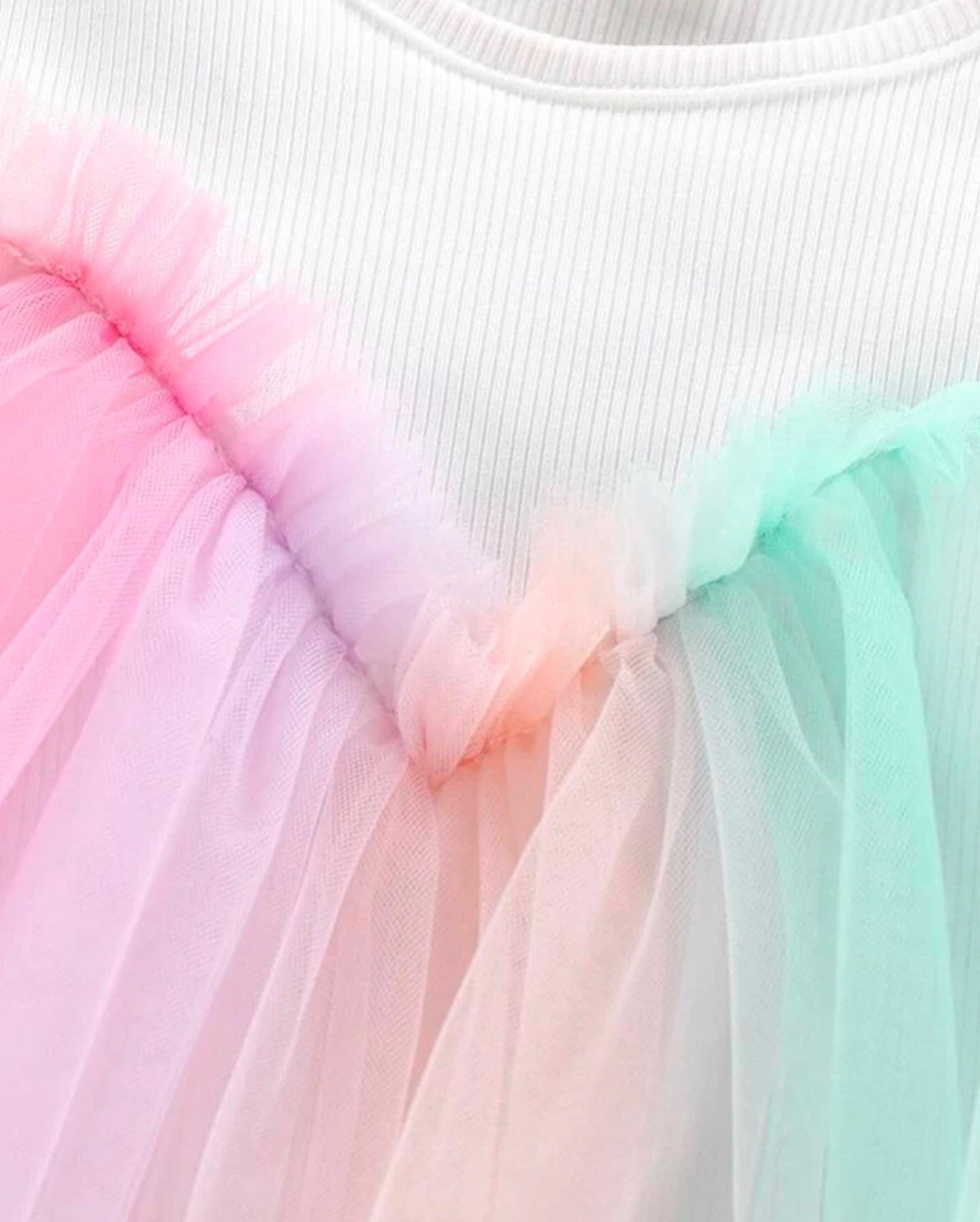 Toddler girls contrast mesh ombré frill trim tank top