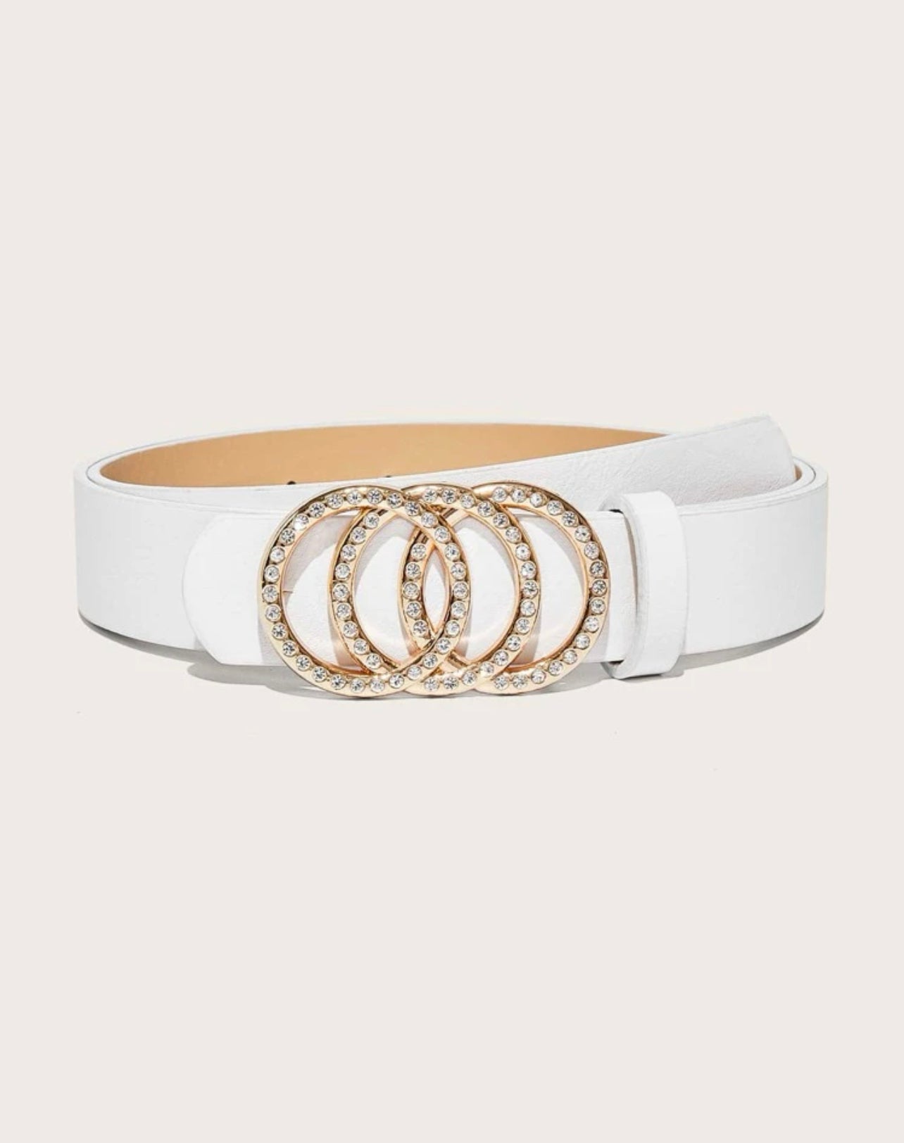 Rhinestone Round Buckle Belt With Punch Tool