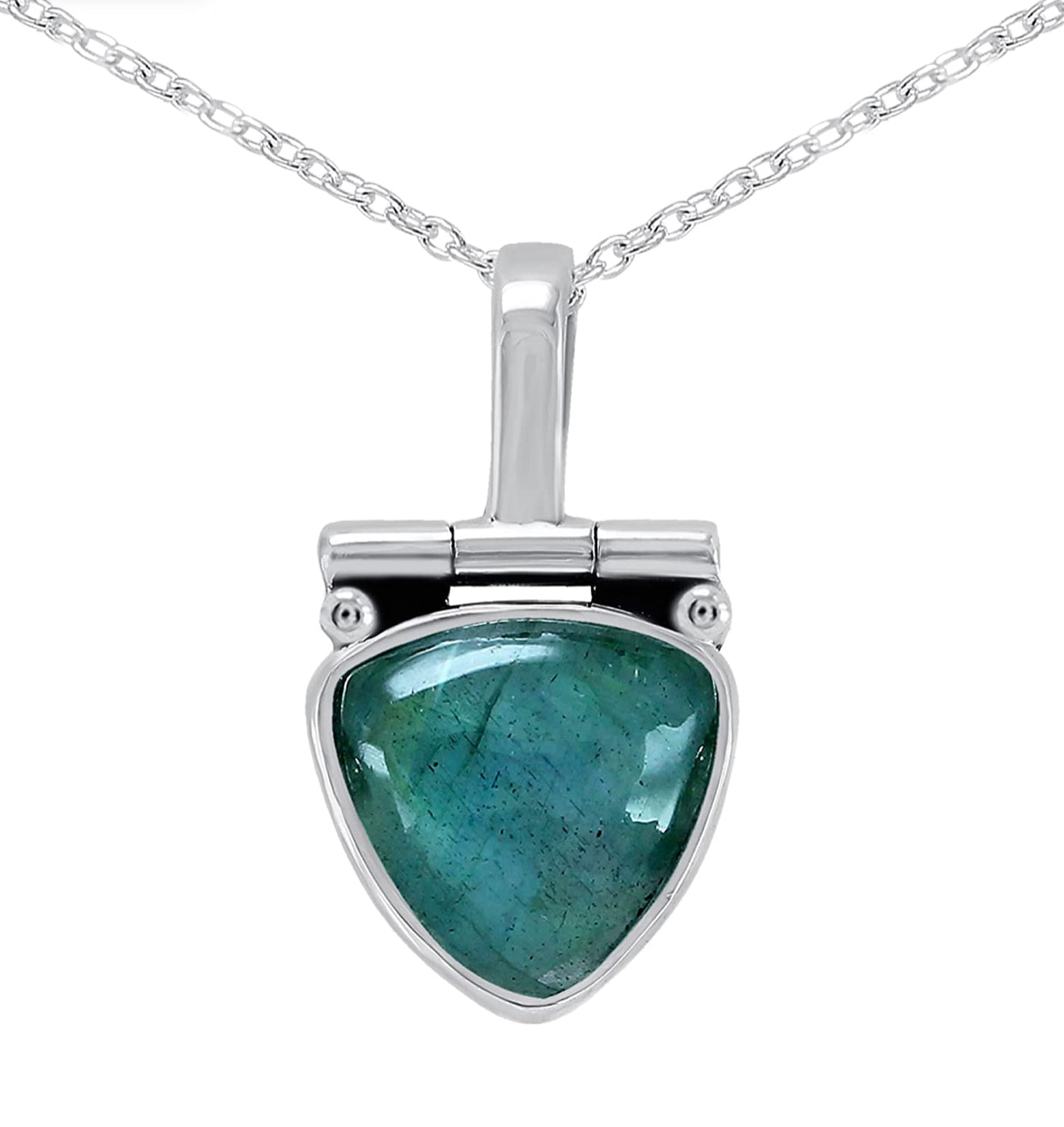 Labradorite Sterling Silver Pendant Necklace For Women 18 Inch. 925 silver chain pendant