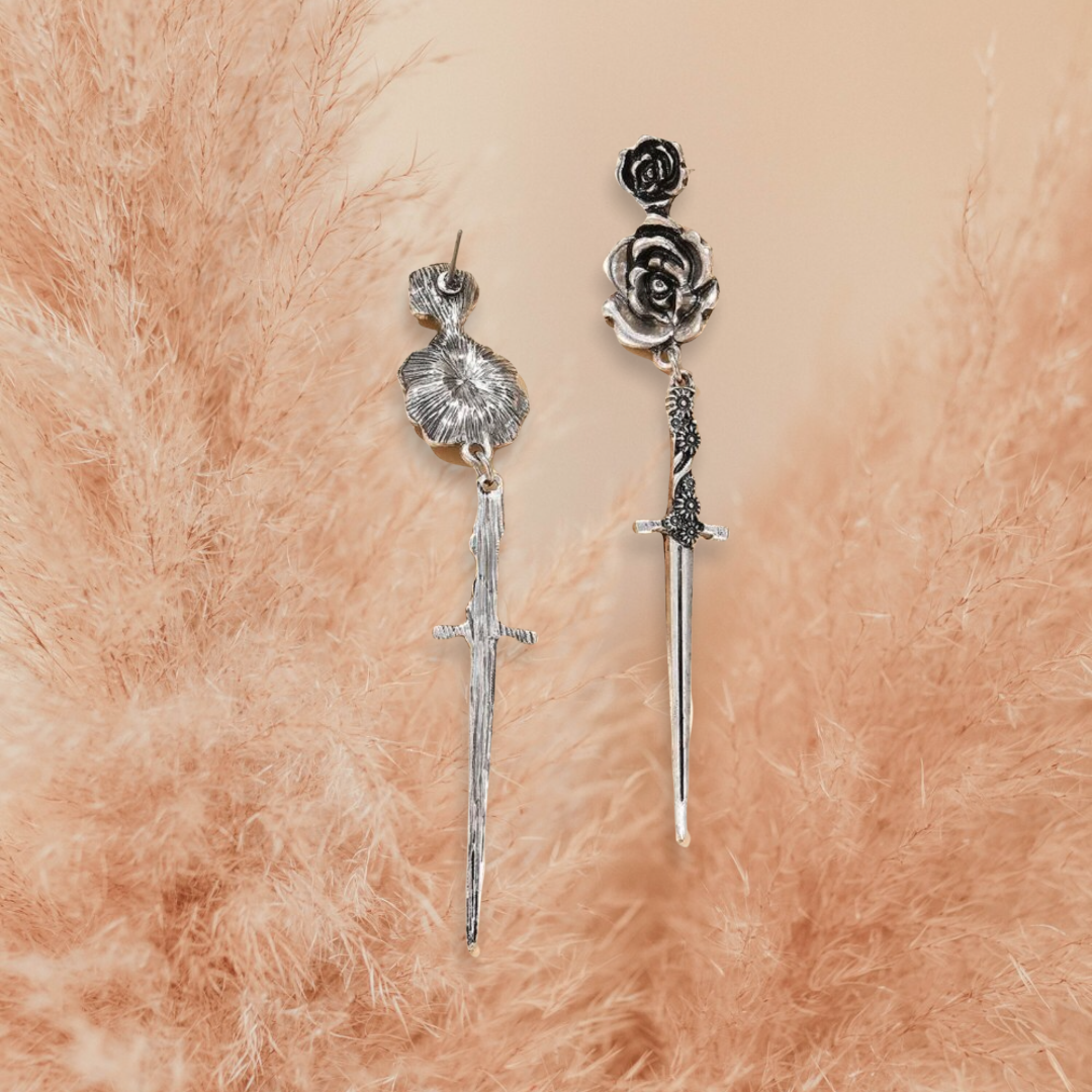 Flower decor drop earrings