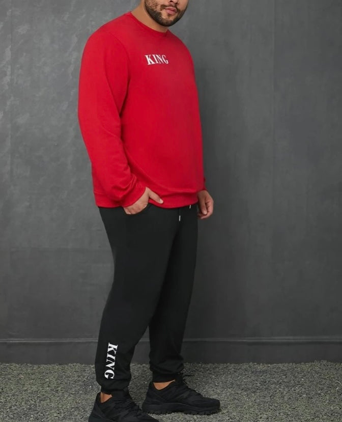 Extended Sizes Men Letter Men Letter Graphic Sweatshirt & Sweatpants