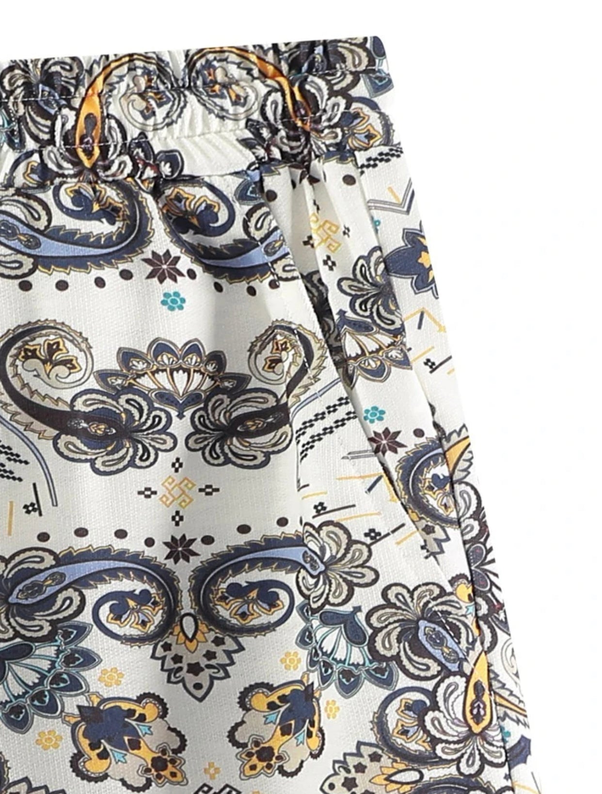 Men’s paisley print drawstring waist shorts