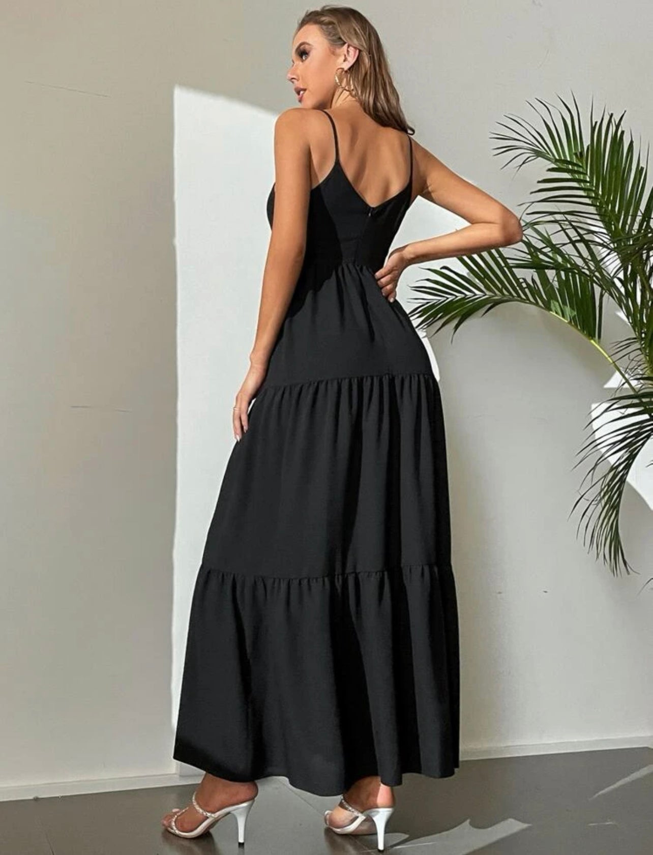 Tall Solid Ruffle Hem Cami Dress