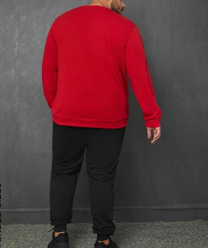 Extended Sizes Men Letter Men Letter Graphic Sweatshirt & Sweatpants