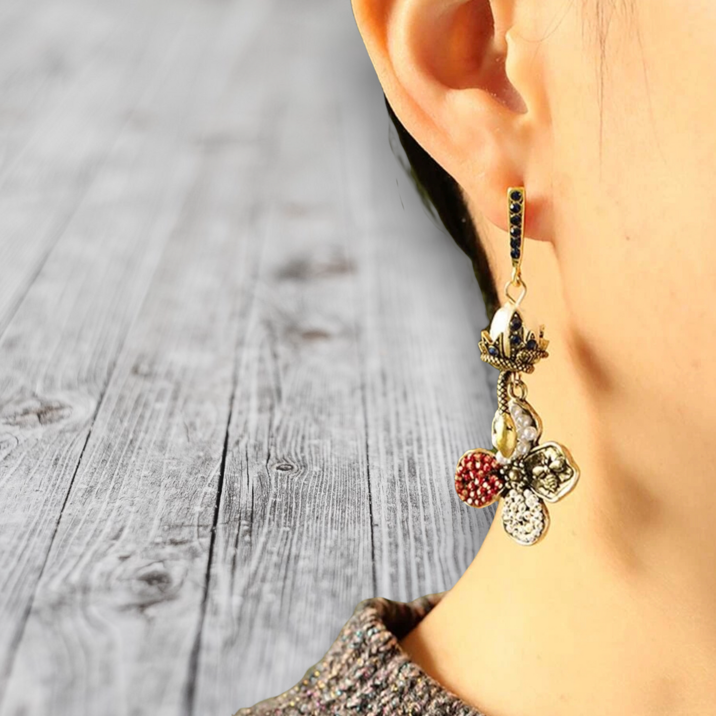 Pearl inspired water drop mismatch earrings