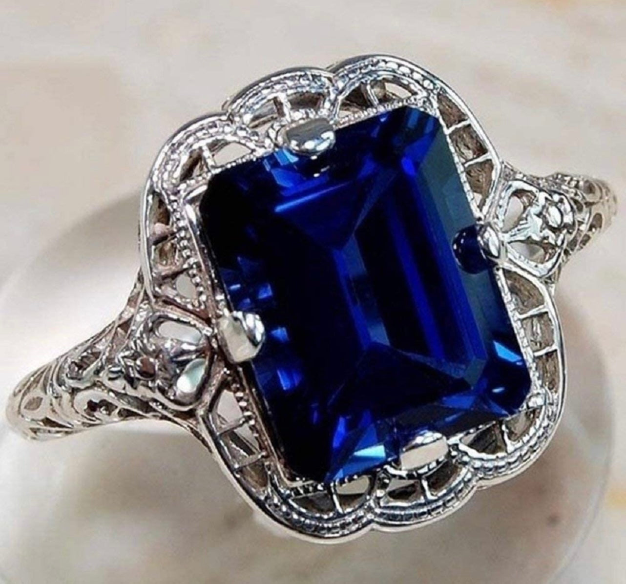 Elegant Huge Natural 3.5Ct Tanzanite 925 Silver Sapphire Ring Women Wedding Engagement Size 6-10