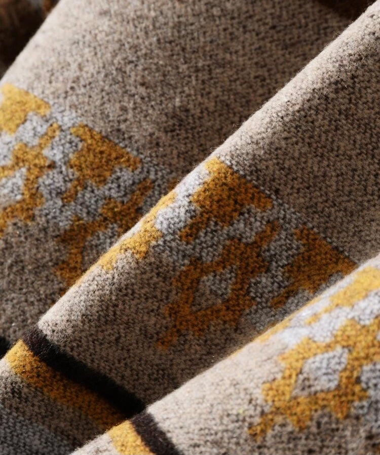 Men geo print flap pocket overcoat without tee