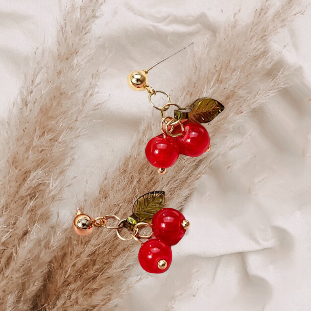 Cherry decor drop earrings
