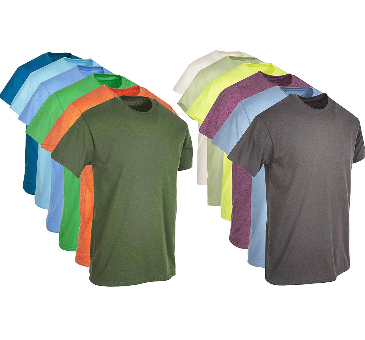 Men’s Extended 12 Pack Plus Size Men Cotton T-Shirt Bulk Big Tall Short Sleeve Lightweight Tees