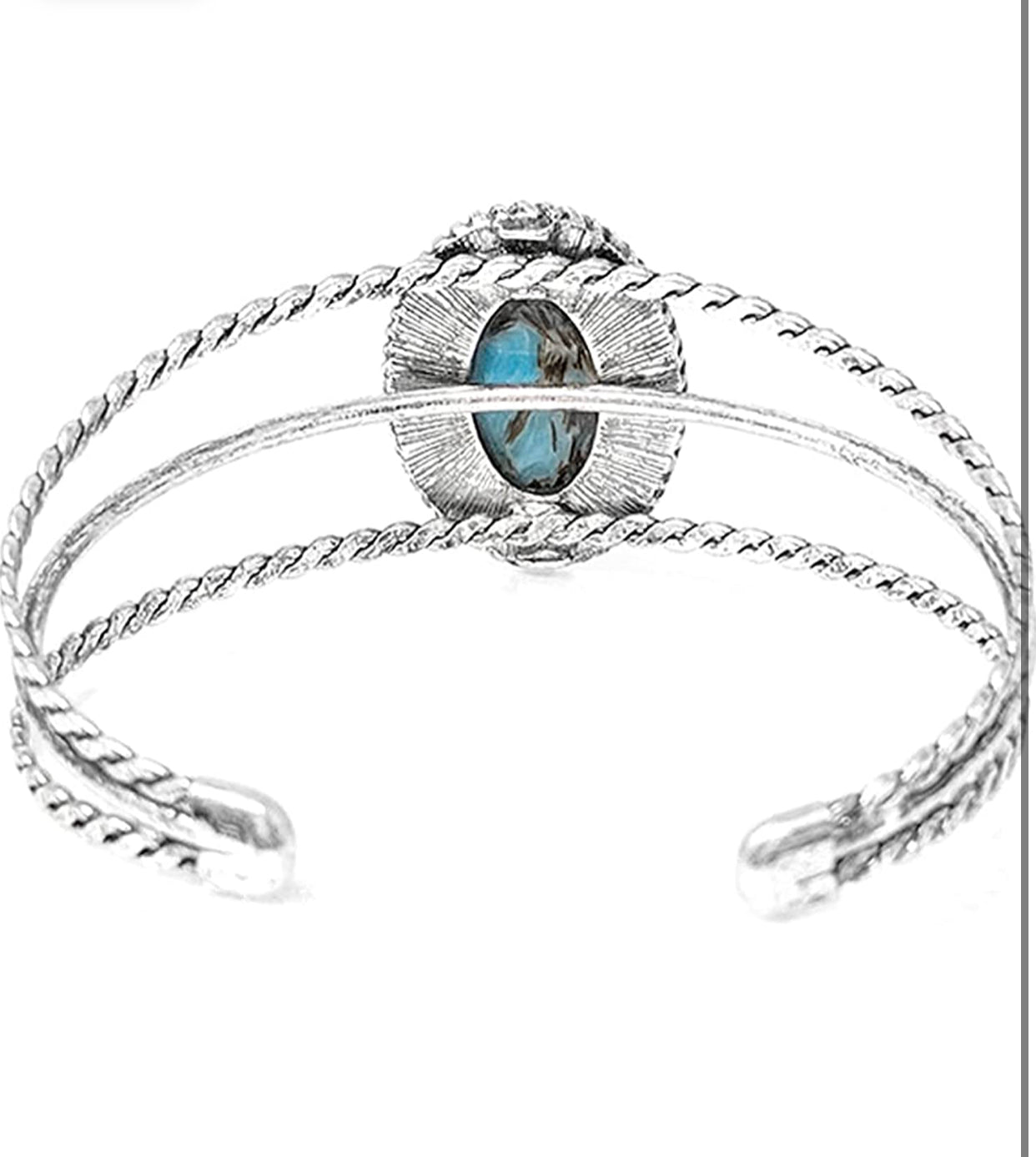 Women's Western Style Semi Precious Howlite Stone Open Cuff Bracelet