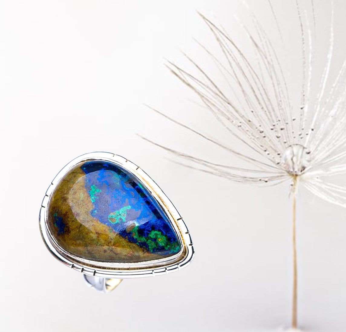 Natural Chrysocolla Handmade 925 Sterling Silver Ring