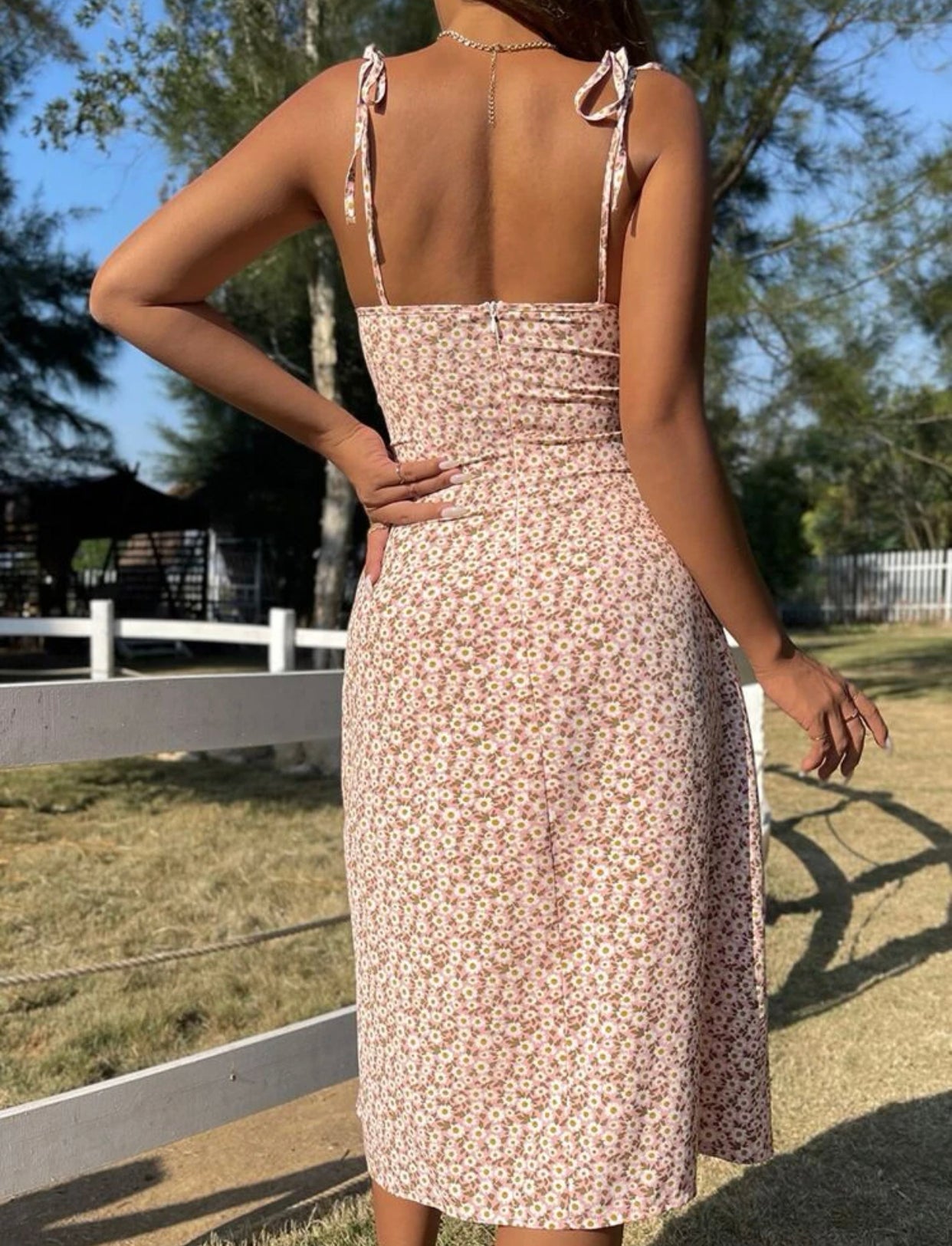 Ditsy floral split thigh cami dress