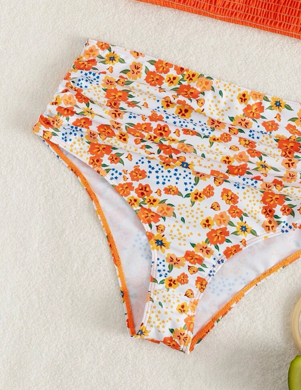 Maternity floral print smock ruffle trim bikini swimsuit