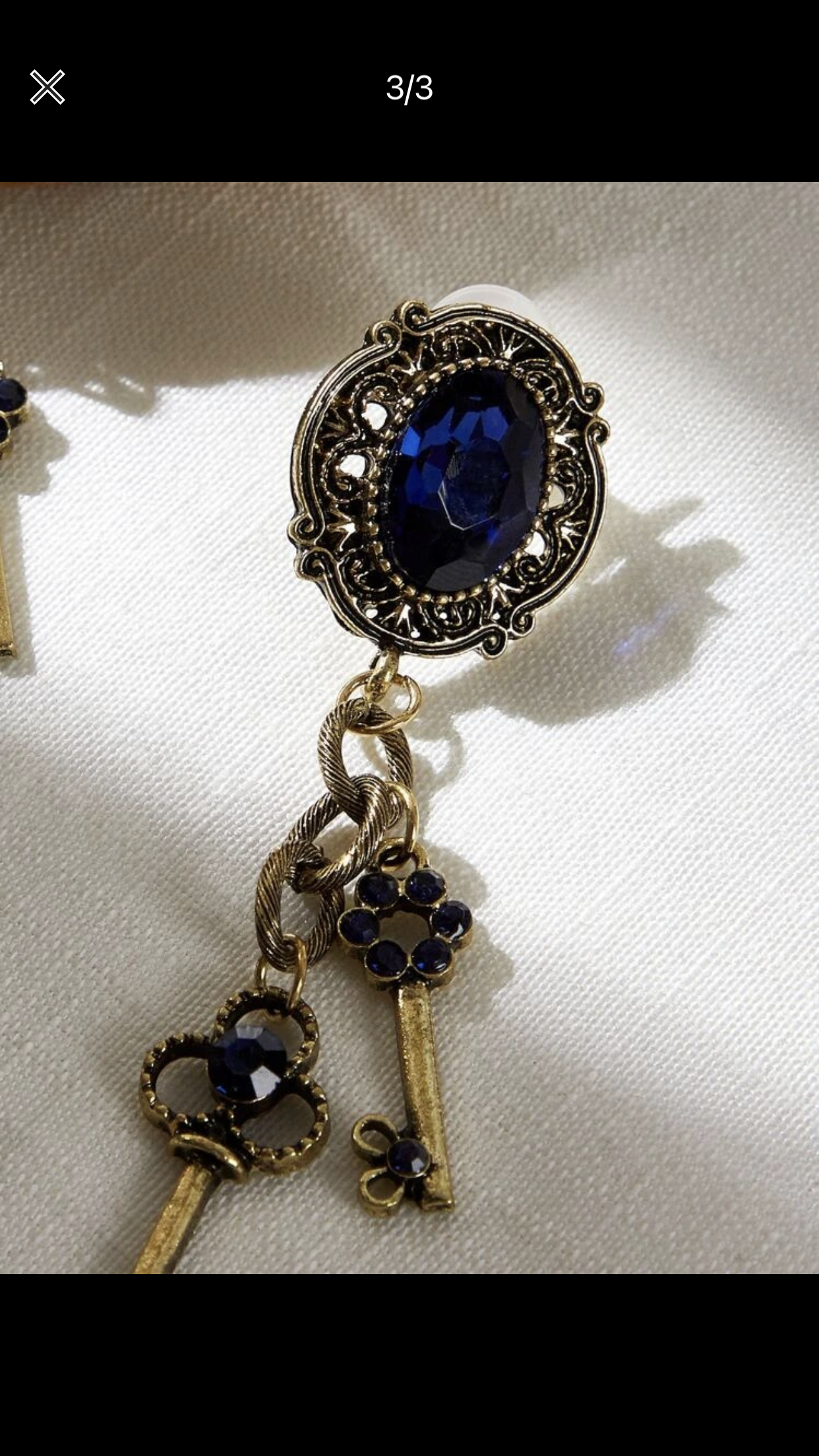 Blue sapphire inspired key decor drop earrings